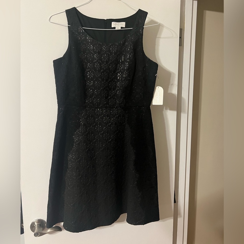 Jessica Simpson black lace dress size 12 sleeveless fit and flare